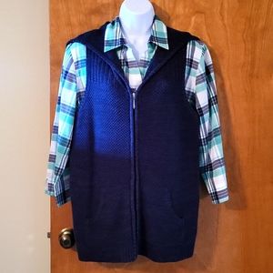 Christopher and Banks  knit vest, navy.  Blouse not included.